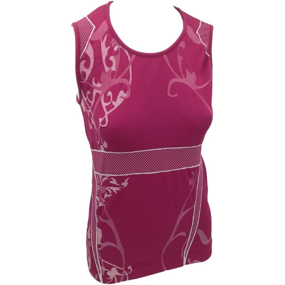 Athleta Seamless Pink Abstract Polka Dot Muscle Tank Top Size M Stretch